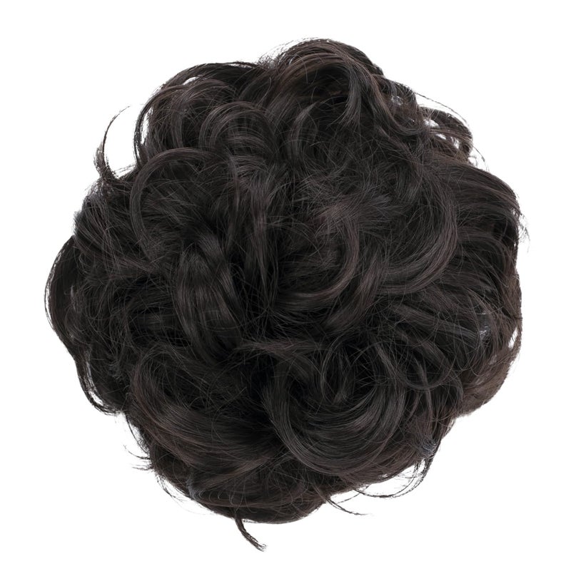 CAISHA Messy Scrunchie Bun Voluminous Wavy Hairpiece Heat-resistant Synthetic Fibres Dark Brown G2A - Image 1